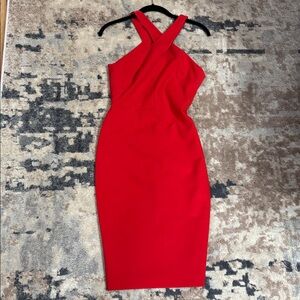 red dress with halter style top
